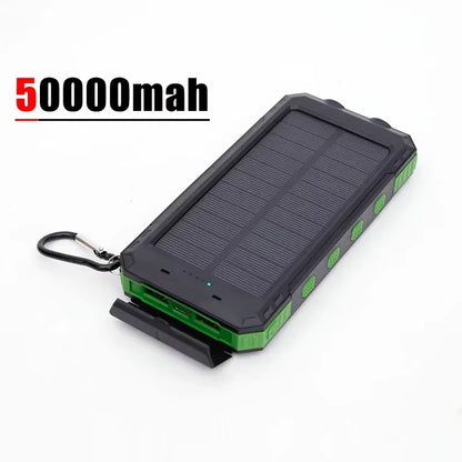 200000Mah Solar Power Bank Portable Large Capacity Charger Compatible with IOS Android USB-A and USB-C Fast Charging