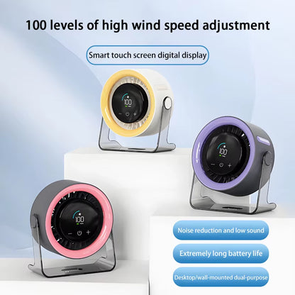 100-Speed Desktop Fan Digital Display Wall Mount Desk Fan Super Quiet Usb Office Dorm Air Circulator Home Camping Outdoor